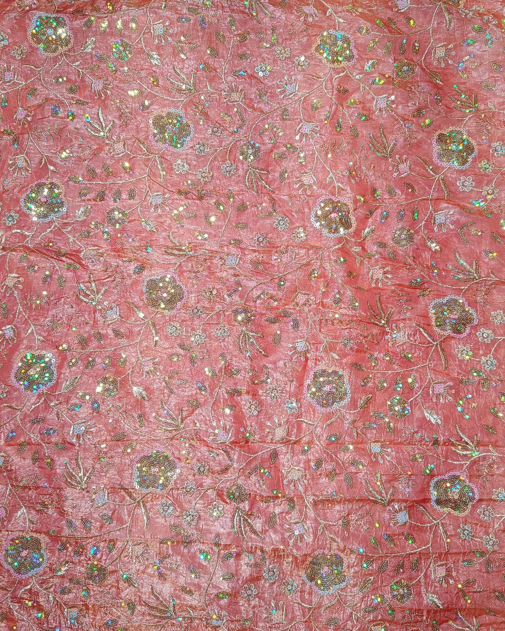 Gold Crush Work Peach Colour 44 Inches Width