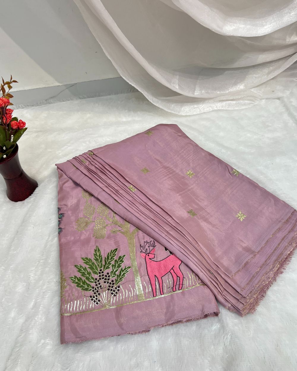 Cosmos Work Onion Pink Colour 42 Inches Width