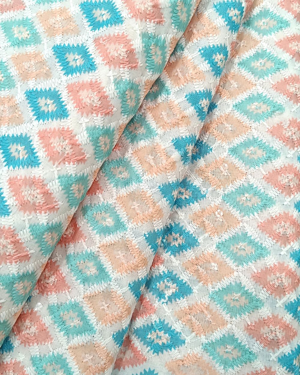 Cotton Chikan Work Digital Print Multicolor 43 Inches Width