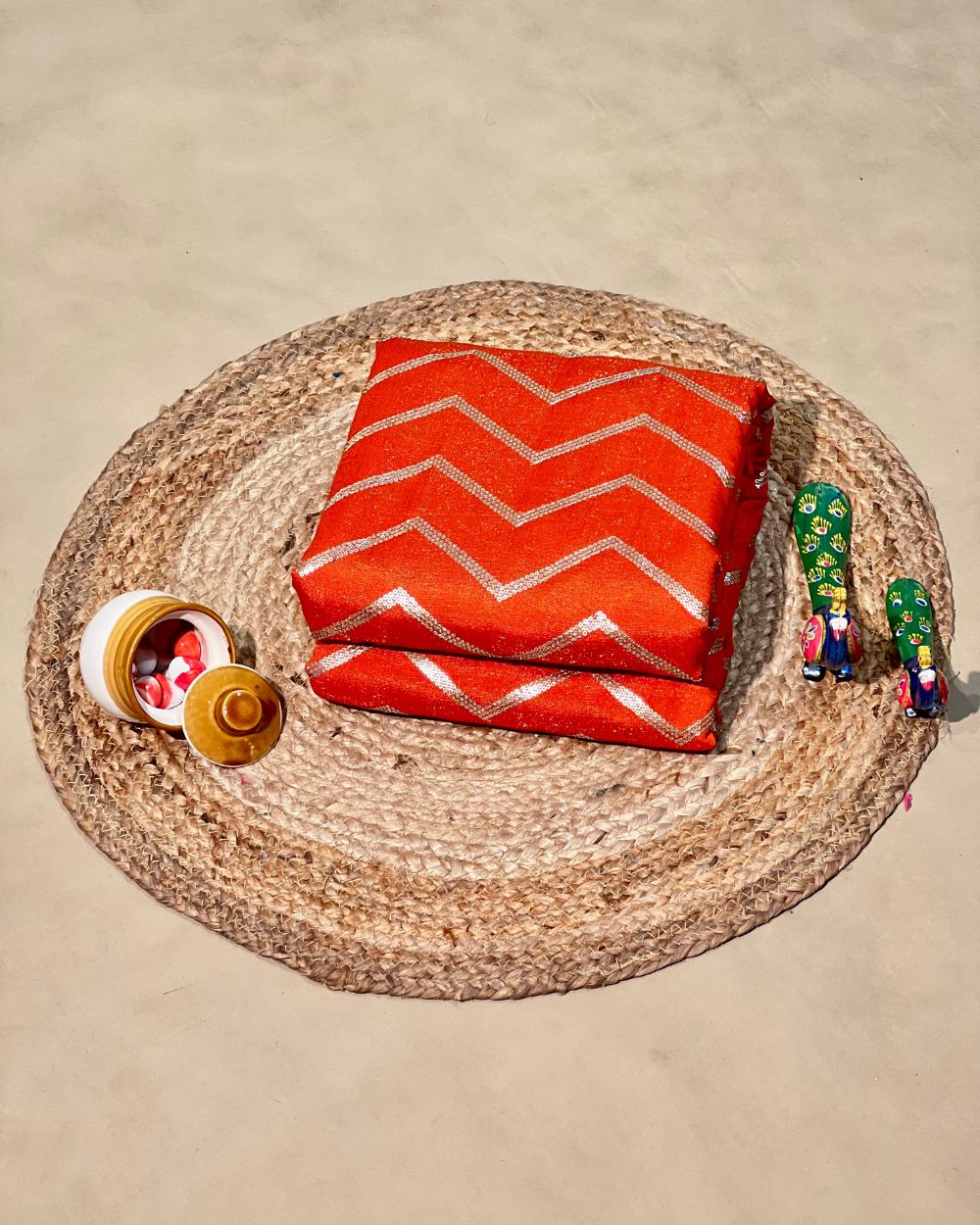 Vichitra Silk Work Rust Orange Colour 46 Inches Width