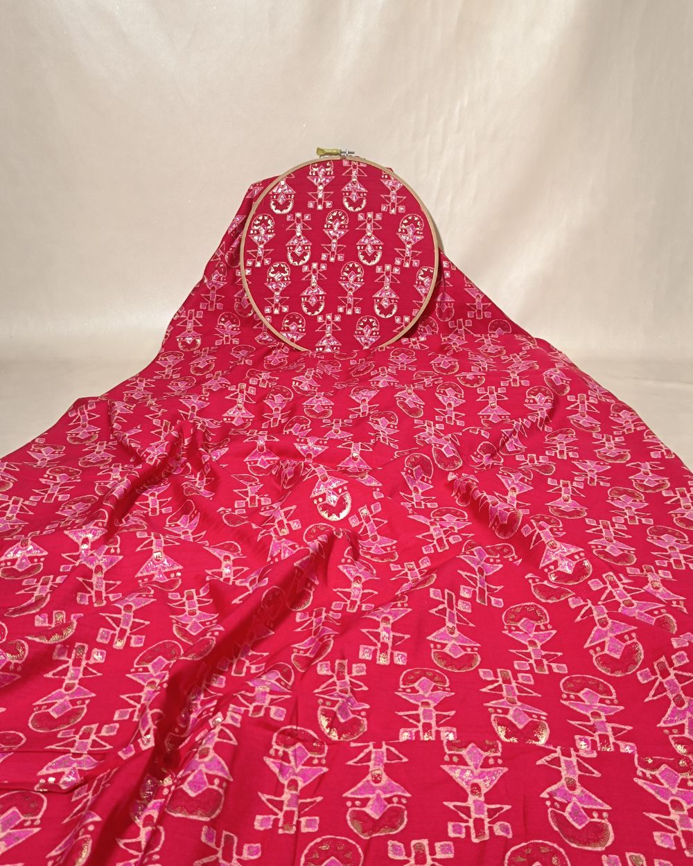Printed Muslin (Foil) Red Colour 42 Inches Width