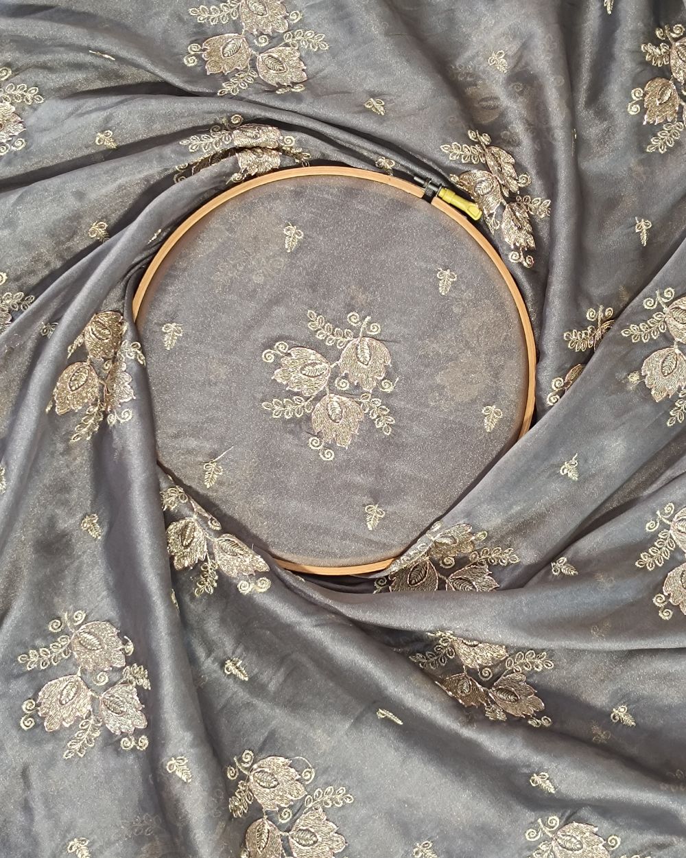 Chandanya Silk Work Grey Colour 44 Inches Width