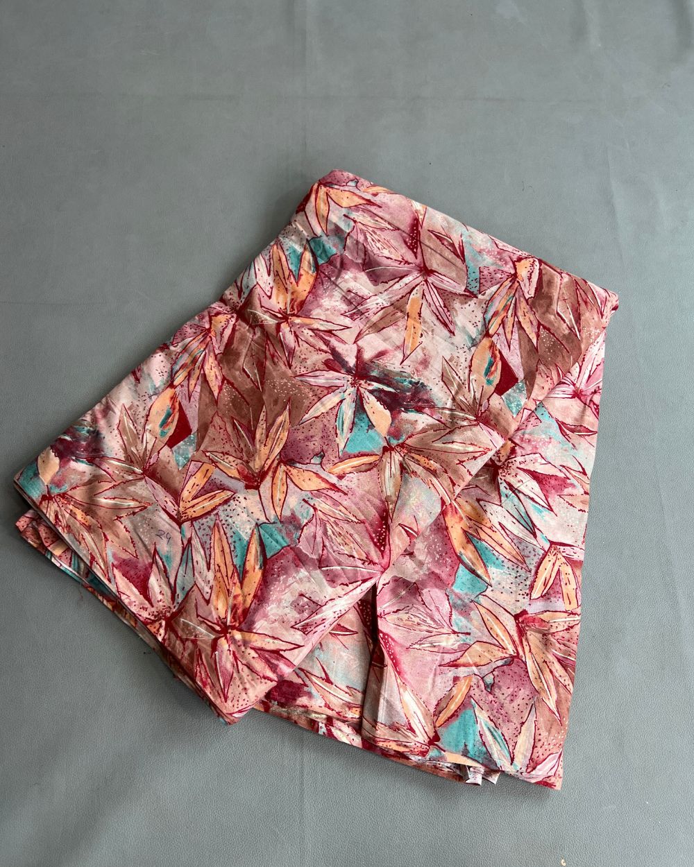 Printed Mal Cotton (Foil) Peach Colour 45 Inches Width