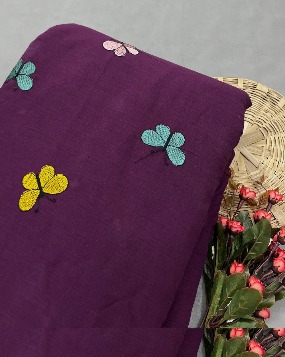 Kora Cotton Work Dark Purple 43 Inches Width