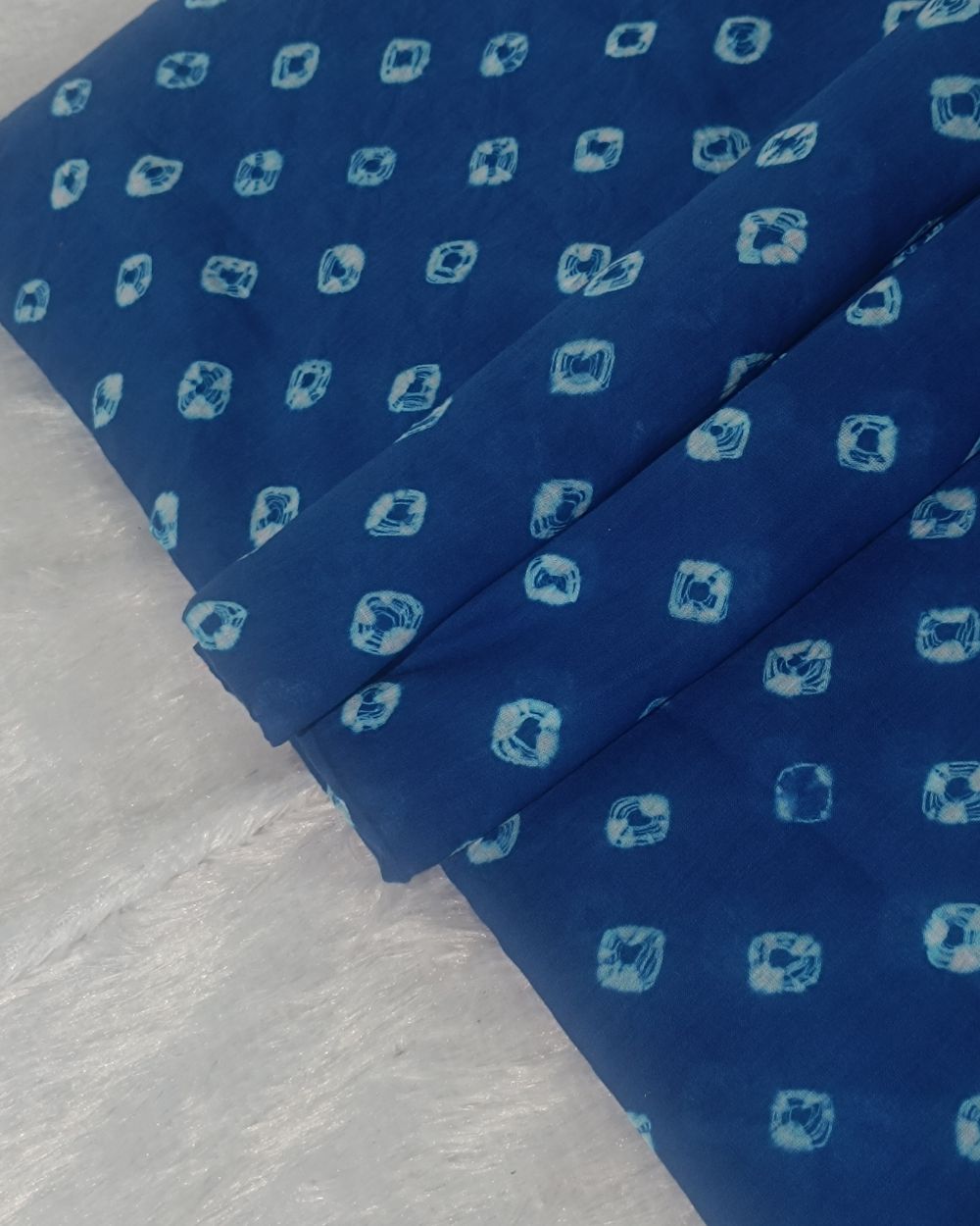 Pure Soft Cotton Bandhani Print Blue Colour 44 Inches Width