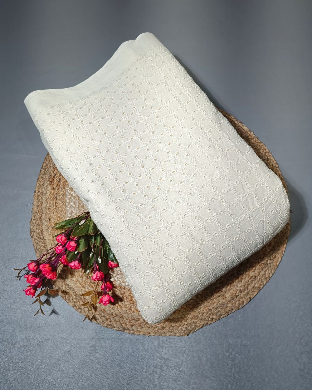 Dyeable Pure Cotton Hakoba Fabric Off White Colour 45 Inches Width