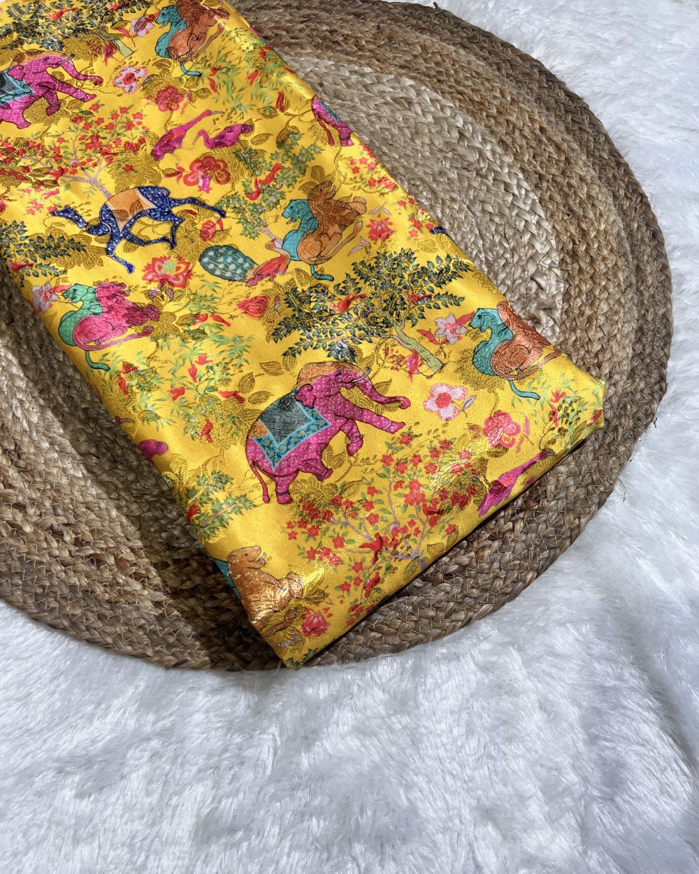 Digital Zari Work Yellow Colour 47 Inches Width