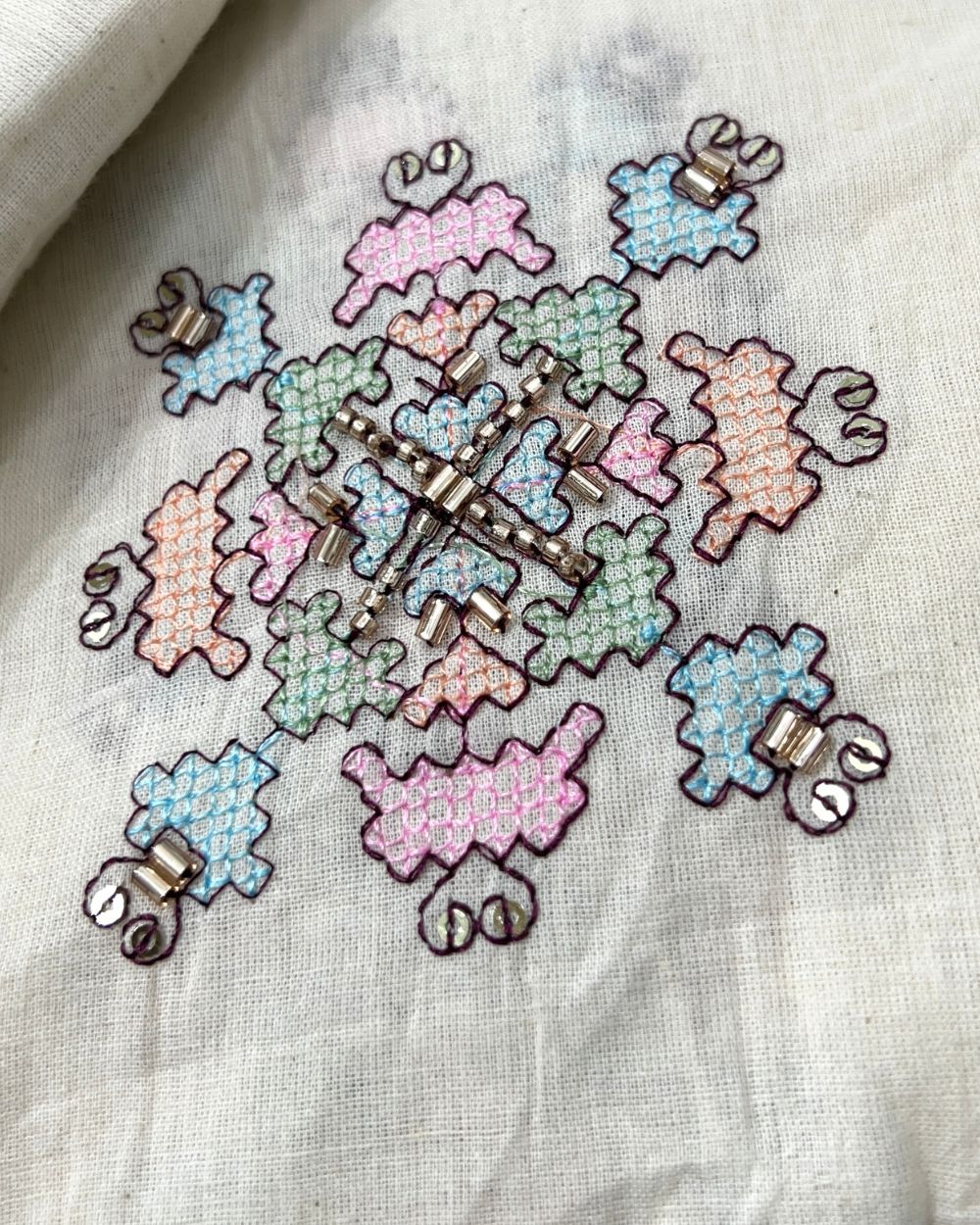 Kora Cotton Work Multicolor 45 Inches Width