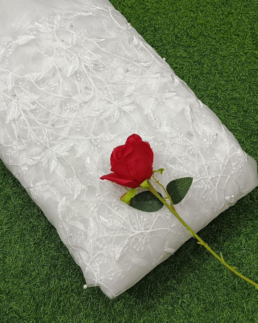 Moti Net Work White Colour 42 Inches Width