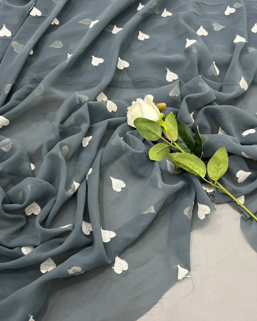 Georgette Work Grey Colour 44 Inches Width