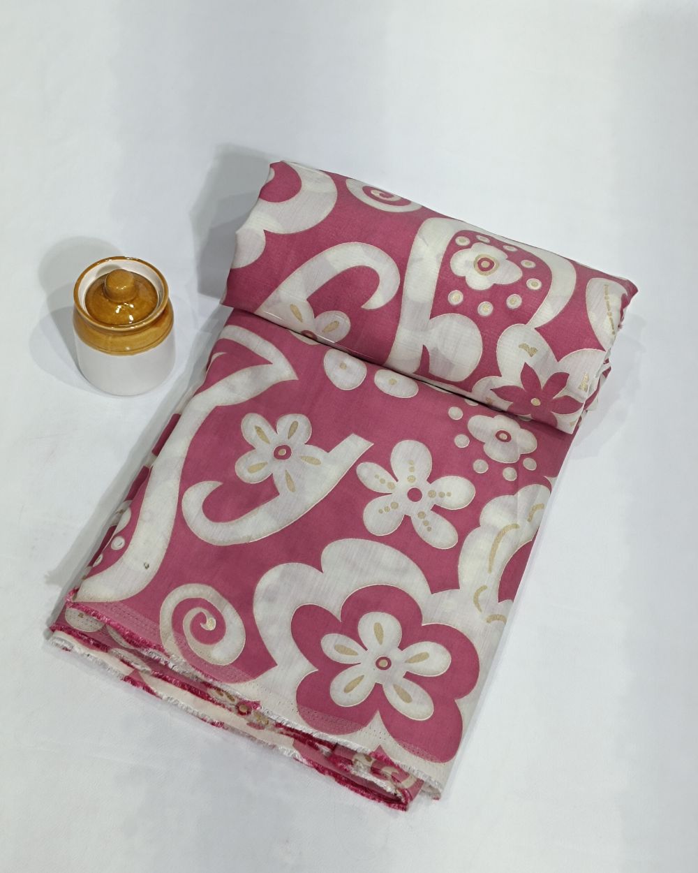 Printed Muslin (Foil) Onion Pink Colour 43 Inches Width