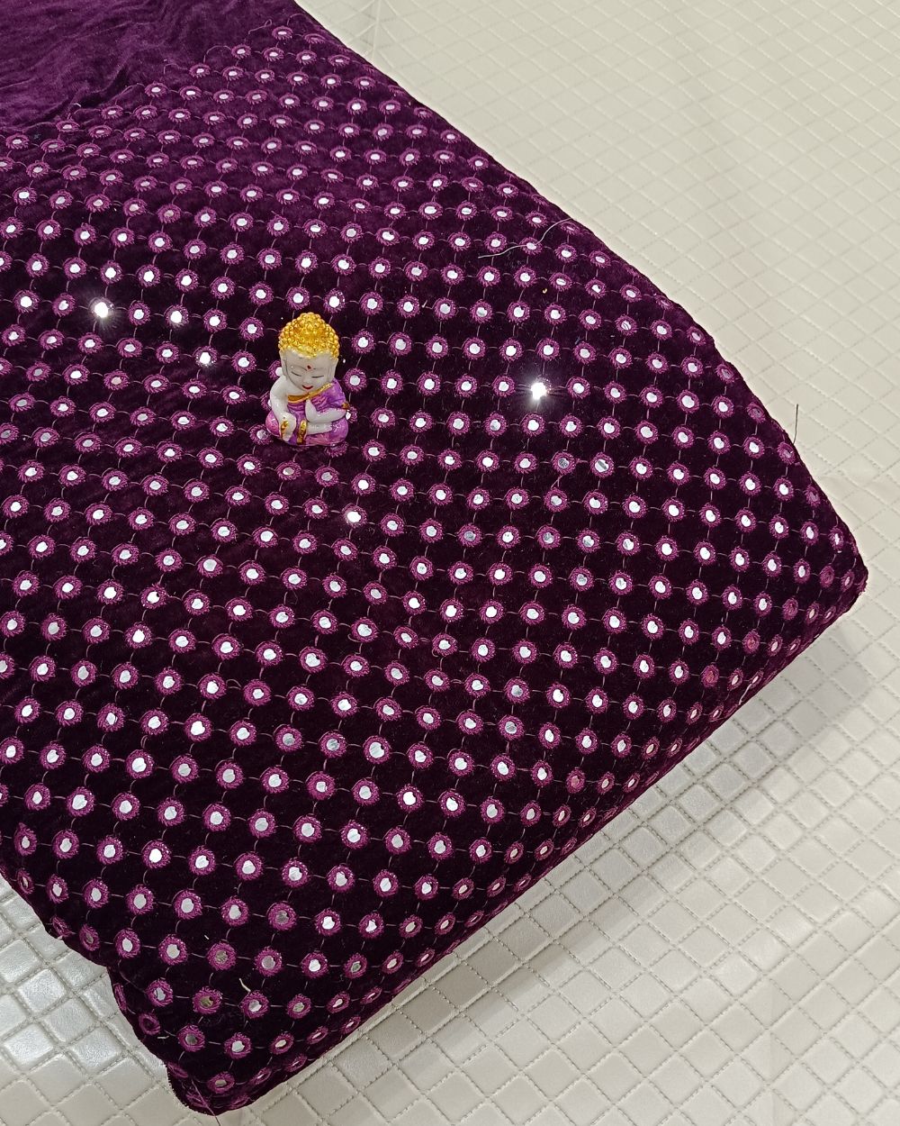 Velvet Abla Work Wine Colour 42 Inches Width