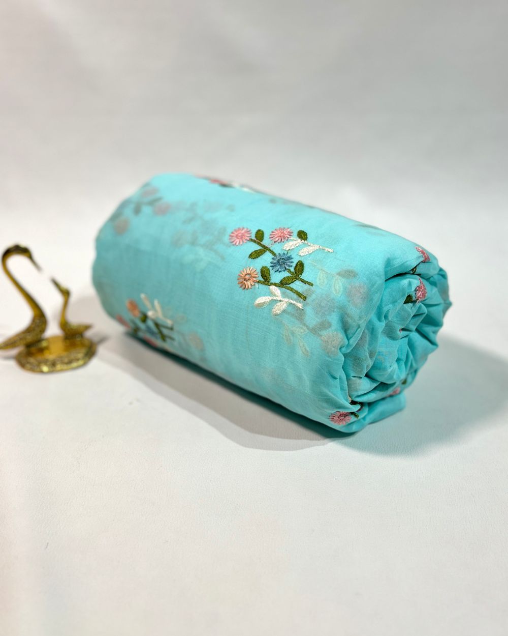 Mal Cotton with Thread Work Pastel Blue Colour 42 Inches Width