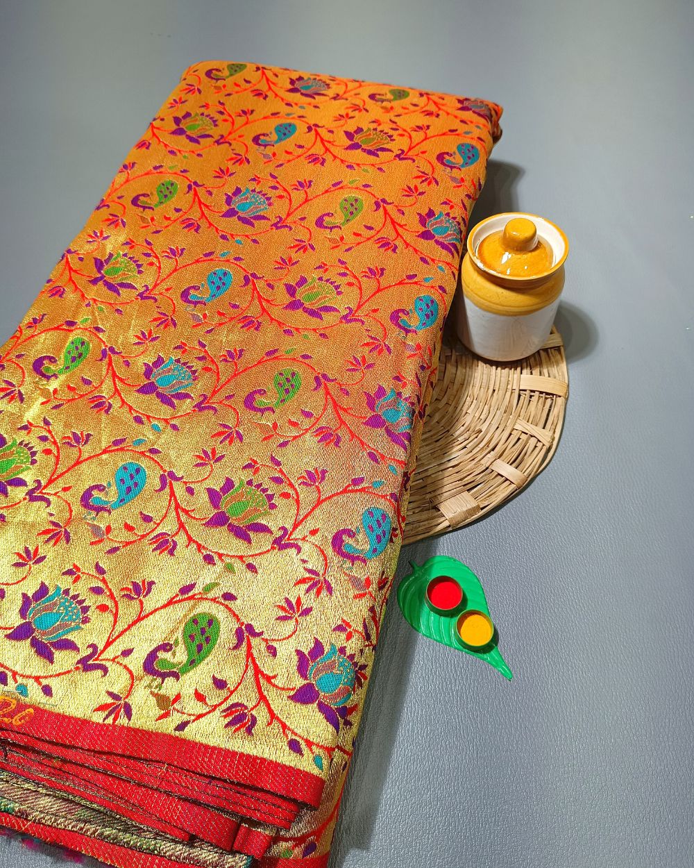 Jacquard Brocade Paithani Multicolor 44 Inches Width