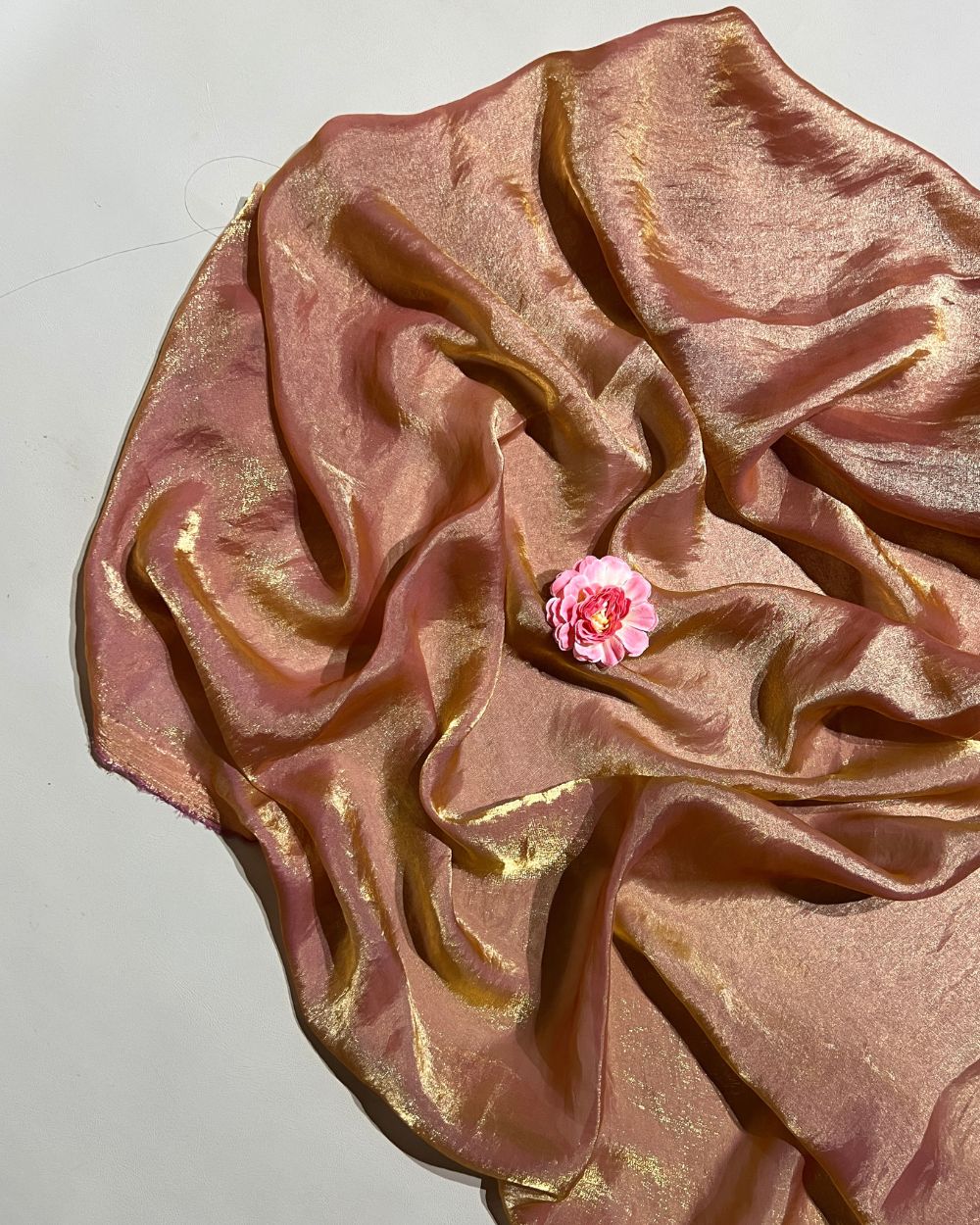 Plain Space Silk (Fendy Satin) Golden Peach Colour 45 Inches Width