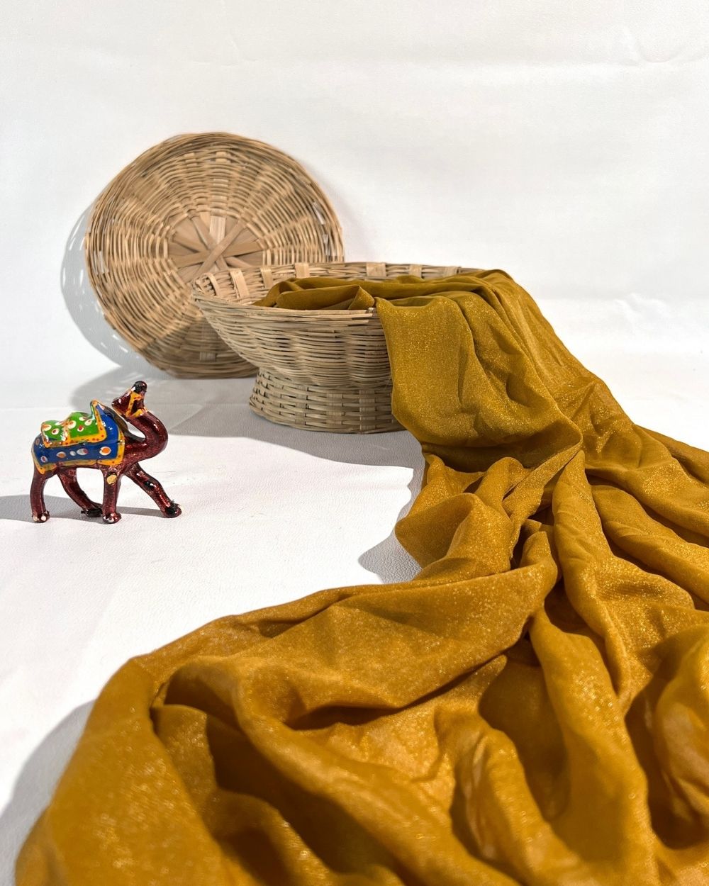 Plain Star Georgette Golden Brown Colour 44 Inches Width