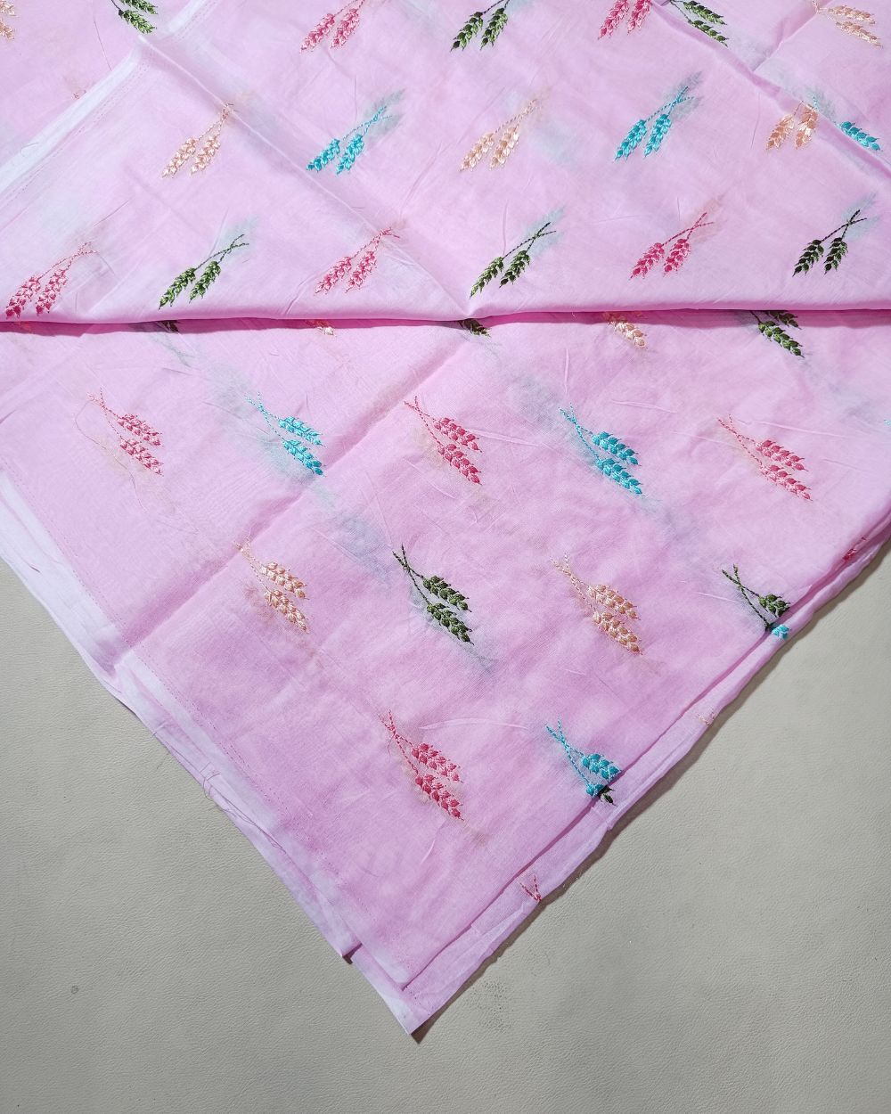 Mal Cotton with Thread Work Baby Pink Colour 40 Inches Width