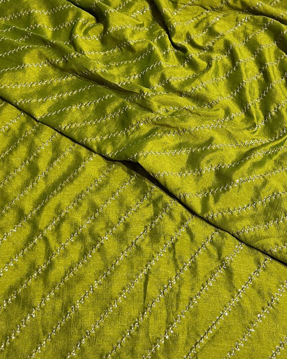Vichitra Silk Work Lime Green Colour 44 Inches Width