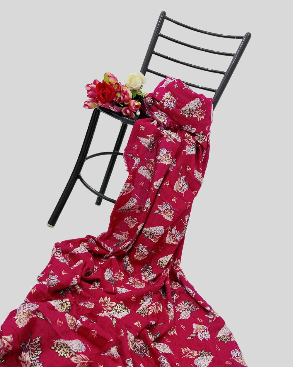 Rayon Foil Print Dark Pink Colour 44 Inches Width