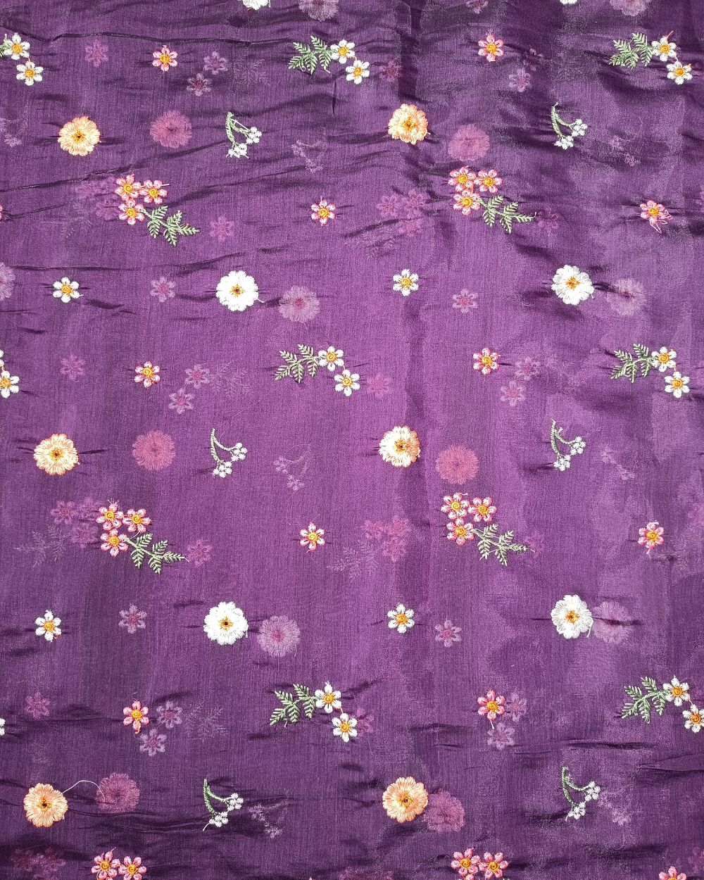 Chanderi Mal Cotton with Thread Work Wine Colour 43 Inches Width