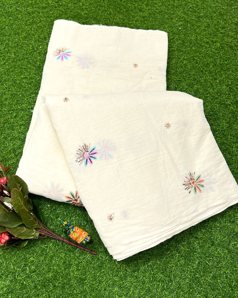 Kora Cotton Work Multicolor 45 Inches Width