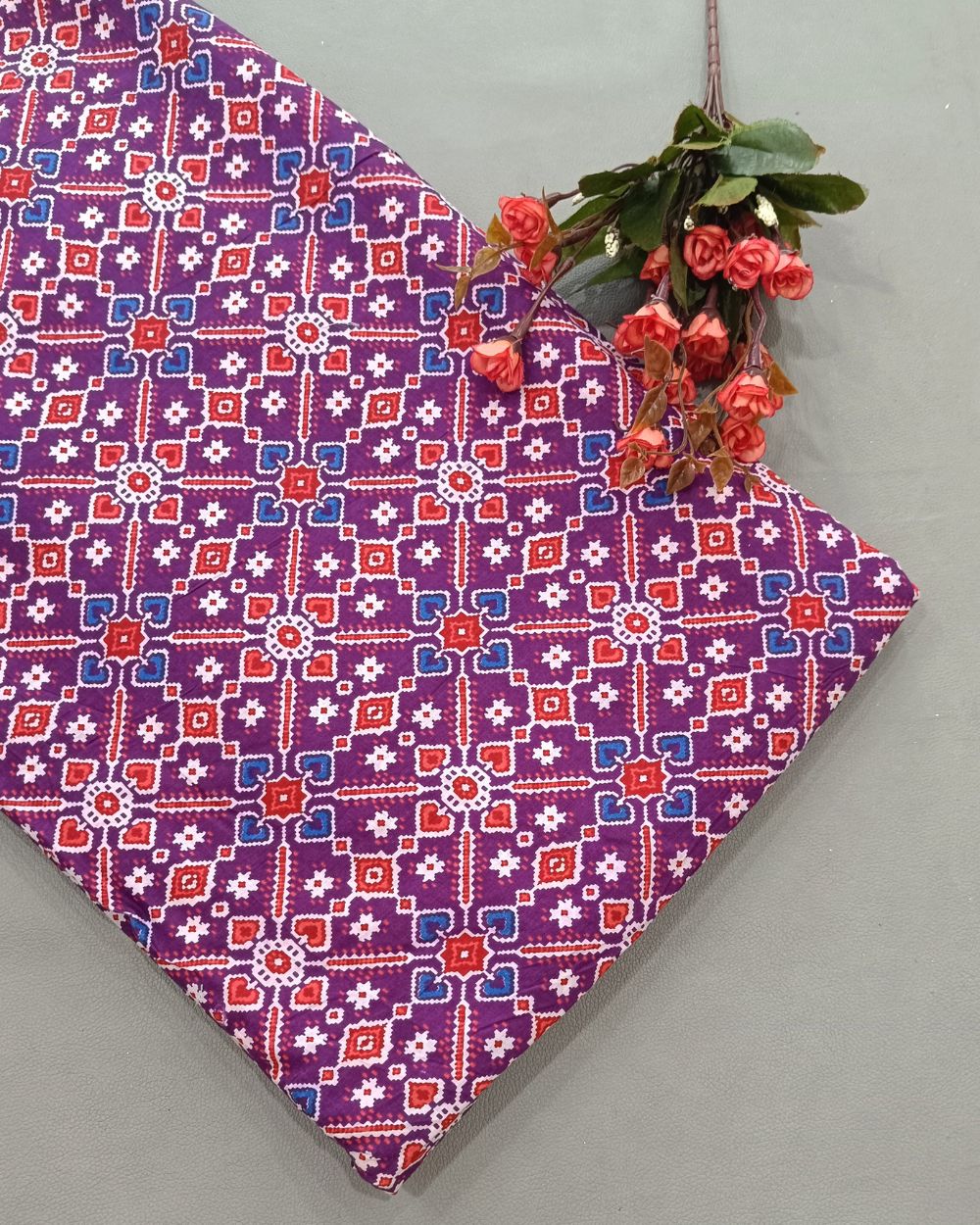 Printed Cambric Cotton Dark Purple Colour 42 Inches Width