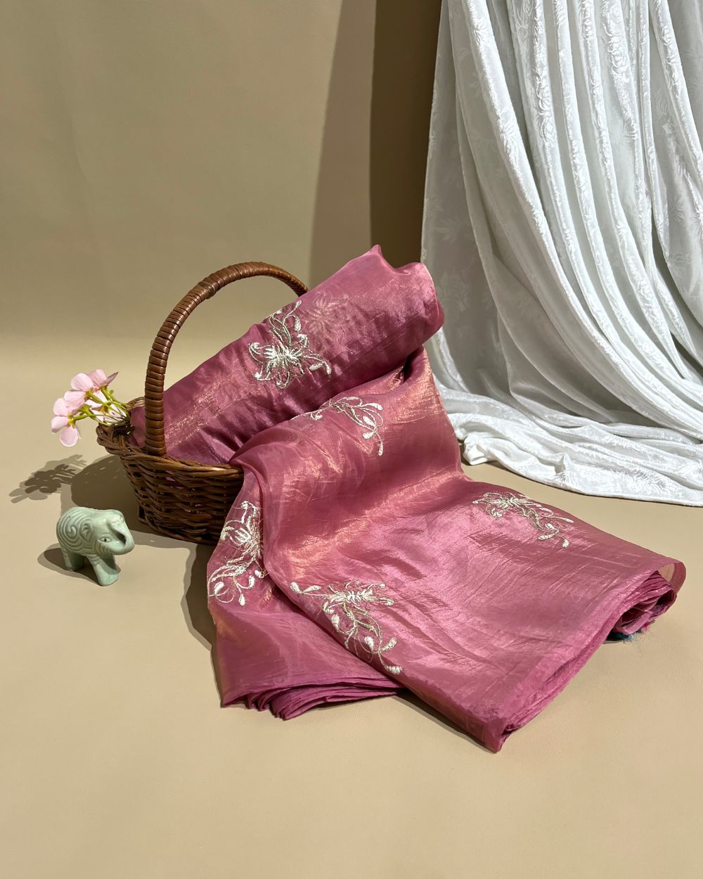 Gold Crush Work Peach Colour 44 Inches Width