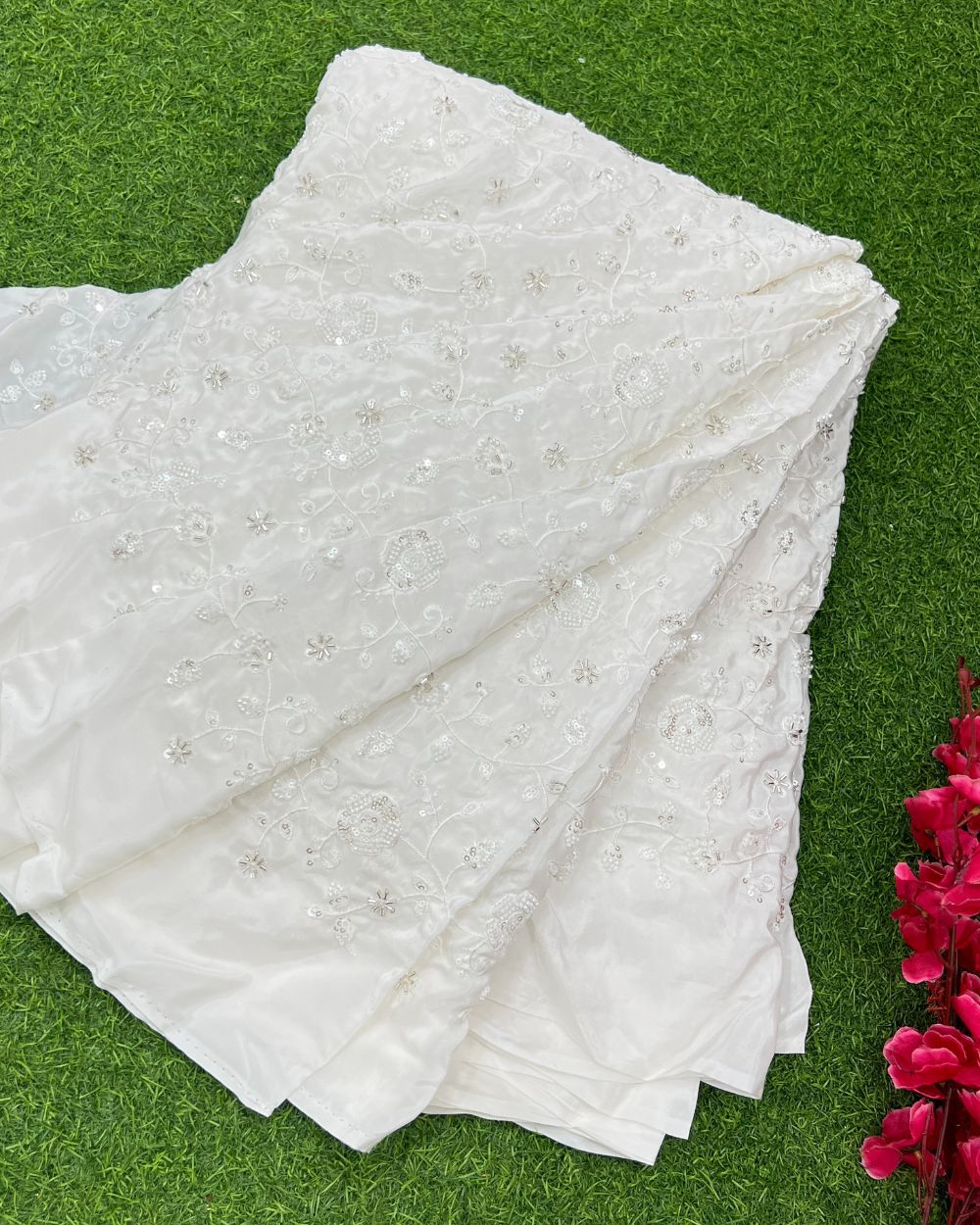 Dyeable Upada work White Colour 44 Inches Width