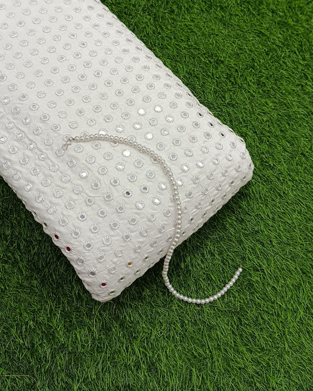 Rayon Abla Work White Colour 42 inches width