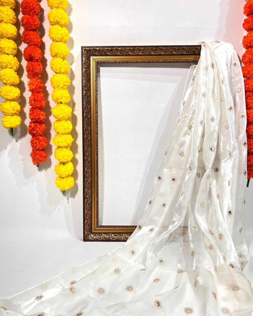 Space Silk Work White Colour 46 Inches Width