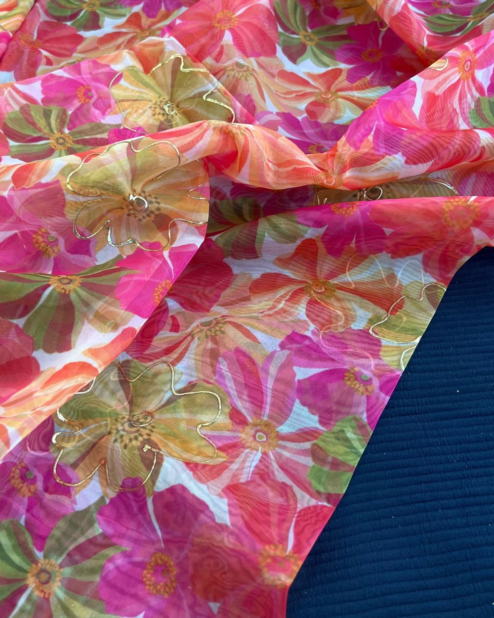 Premium Printed Organza Foil Multicolor 43 Inches Width