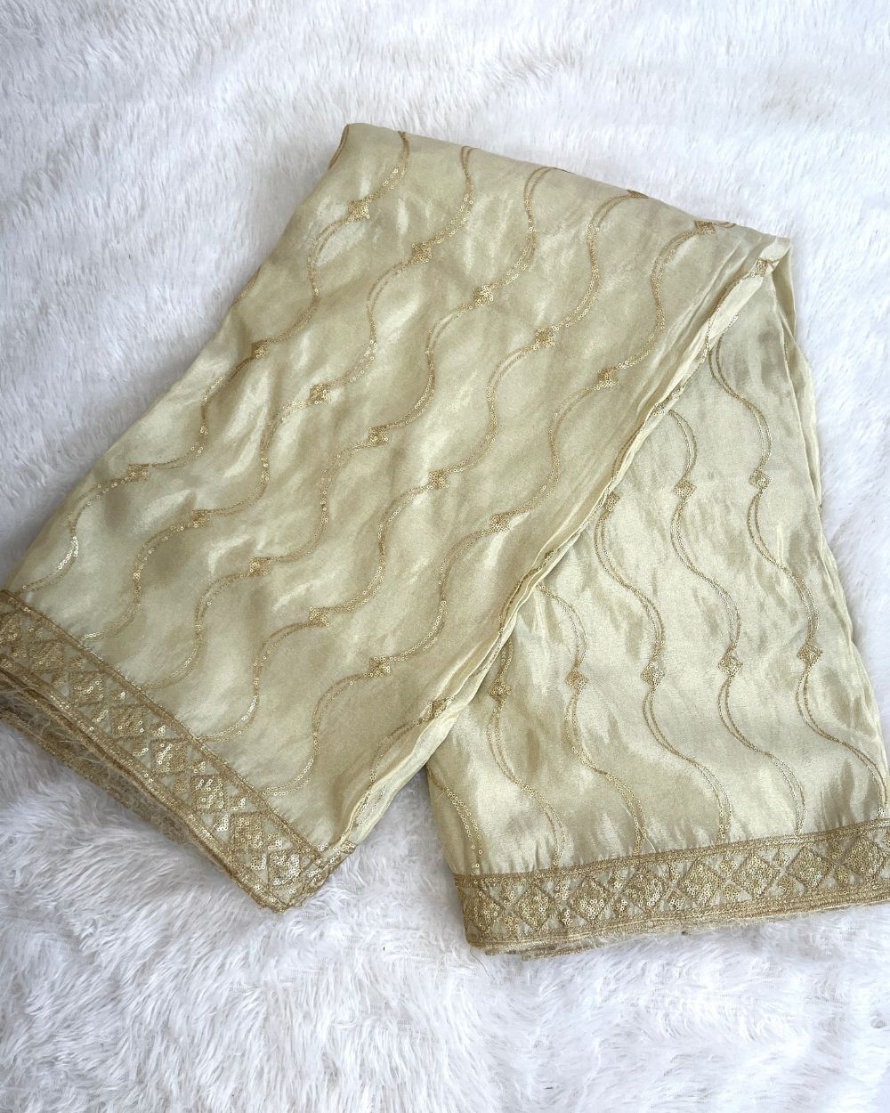 Dyeable Cosmos Border Work Dupatta Golden Colour 40 Inches Width