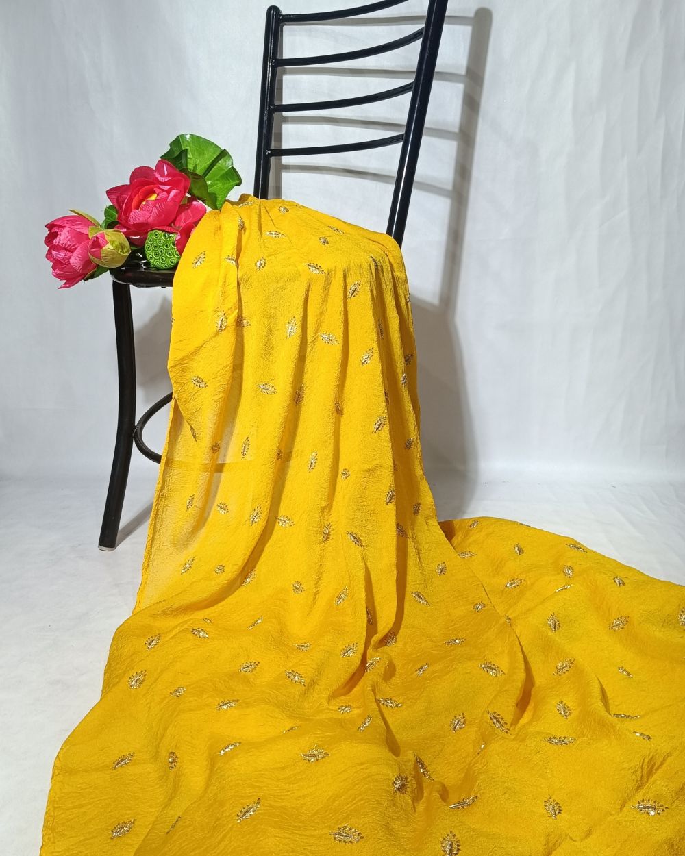 Rangoli Crush Silk Work Mango Yellow Colour 44 Inches Width