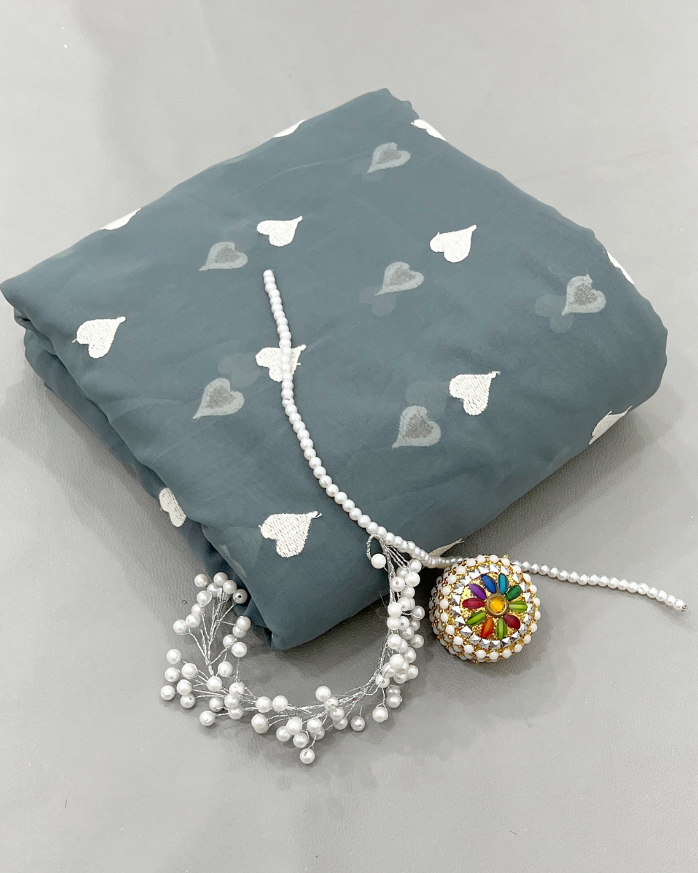 Georgette Work Grey Colour 44 Inches Width