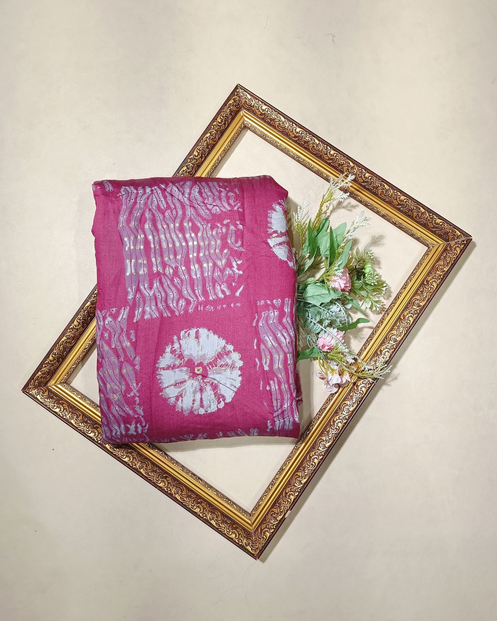 Printed Muslin (Foil) Rouge Pink Colour 44 Inches Width