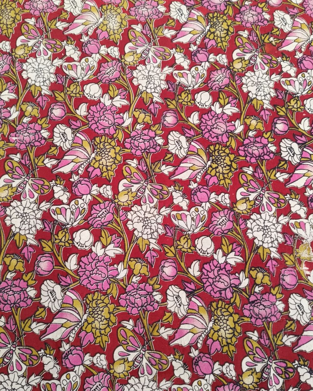 Hand Block Printed Cotton Kalamkari Maroon Colour 46 Inches Width