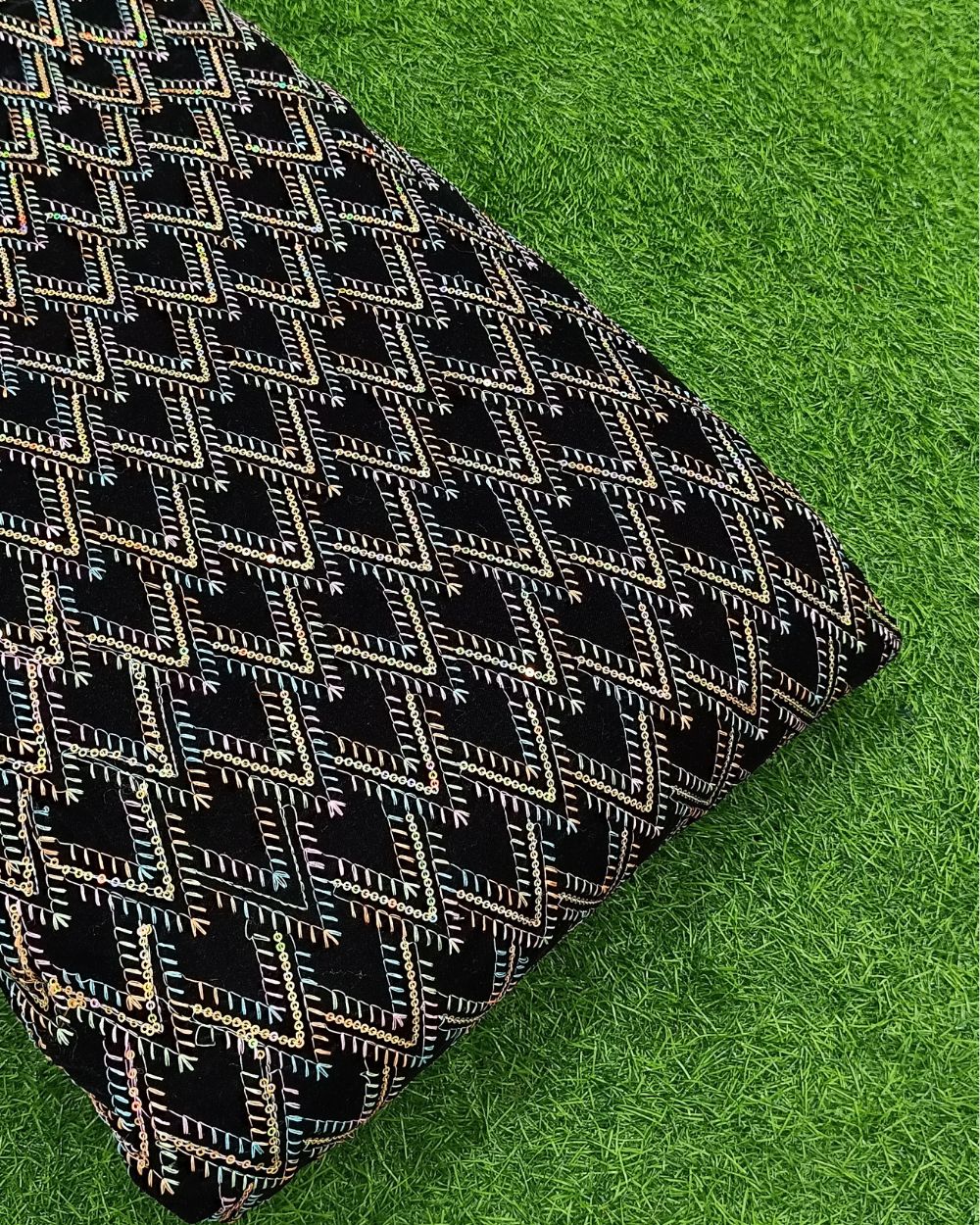 Velvet Work Black Colour 44 Inches Width