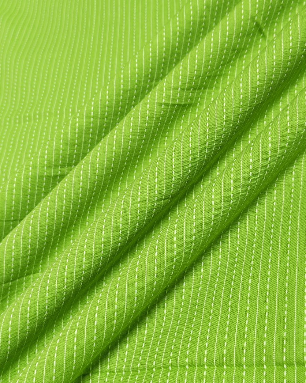 Plain Cotton Kantha Work Parrot Green Colour 43 Inches Width