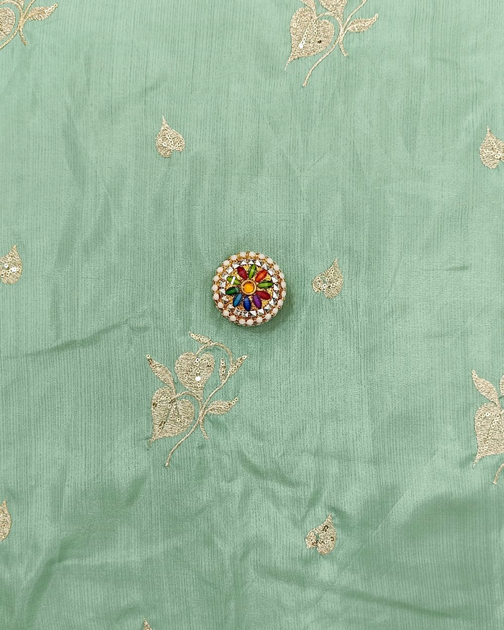 Jalpari Work Dark Pista 44 Inches Width