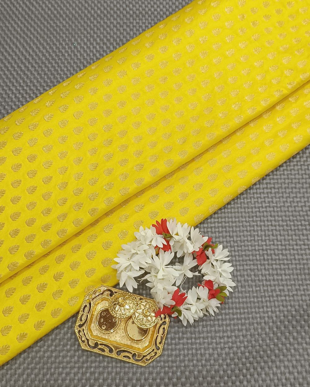 Banarasi Bright Yellow Colour 42 Inches Width