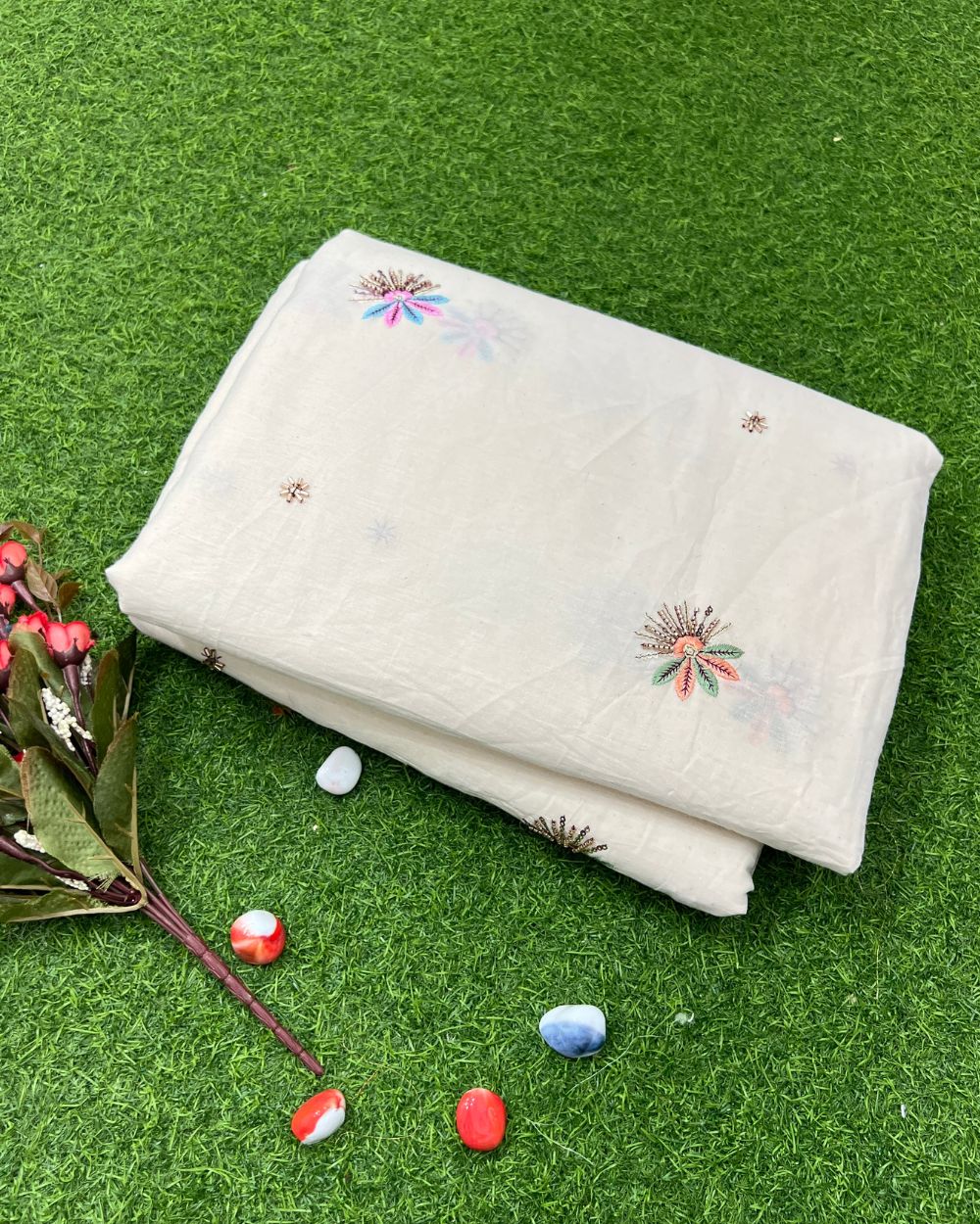 Kora Cotton Work Multicolor 45 Inches Width