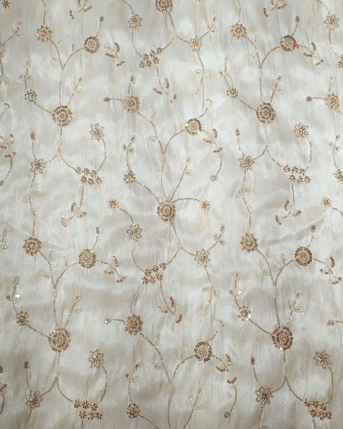 Shimmer Silk Work Off White Colour 42 Inches Width