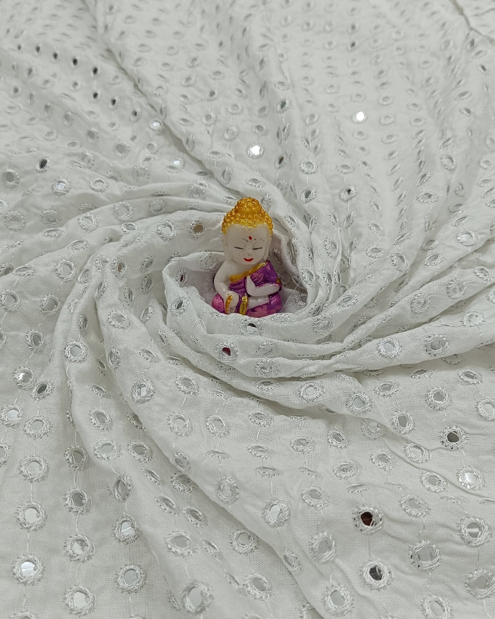 Rayon Abla Work White Colour 42 inches width