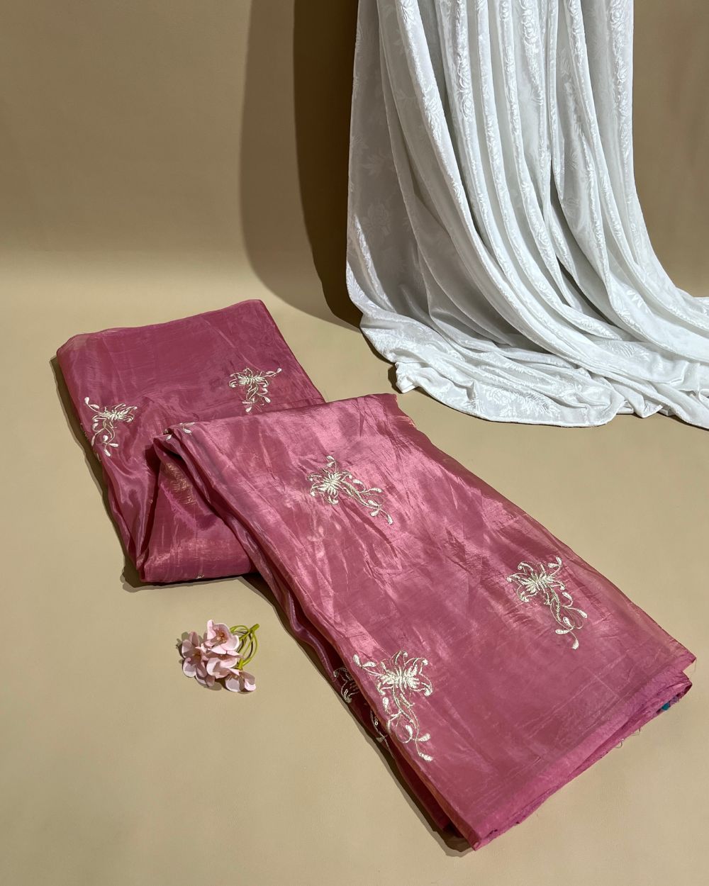 Gold Crush Work Peach Colour 44 Inches Width