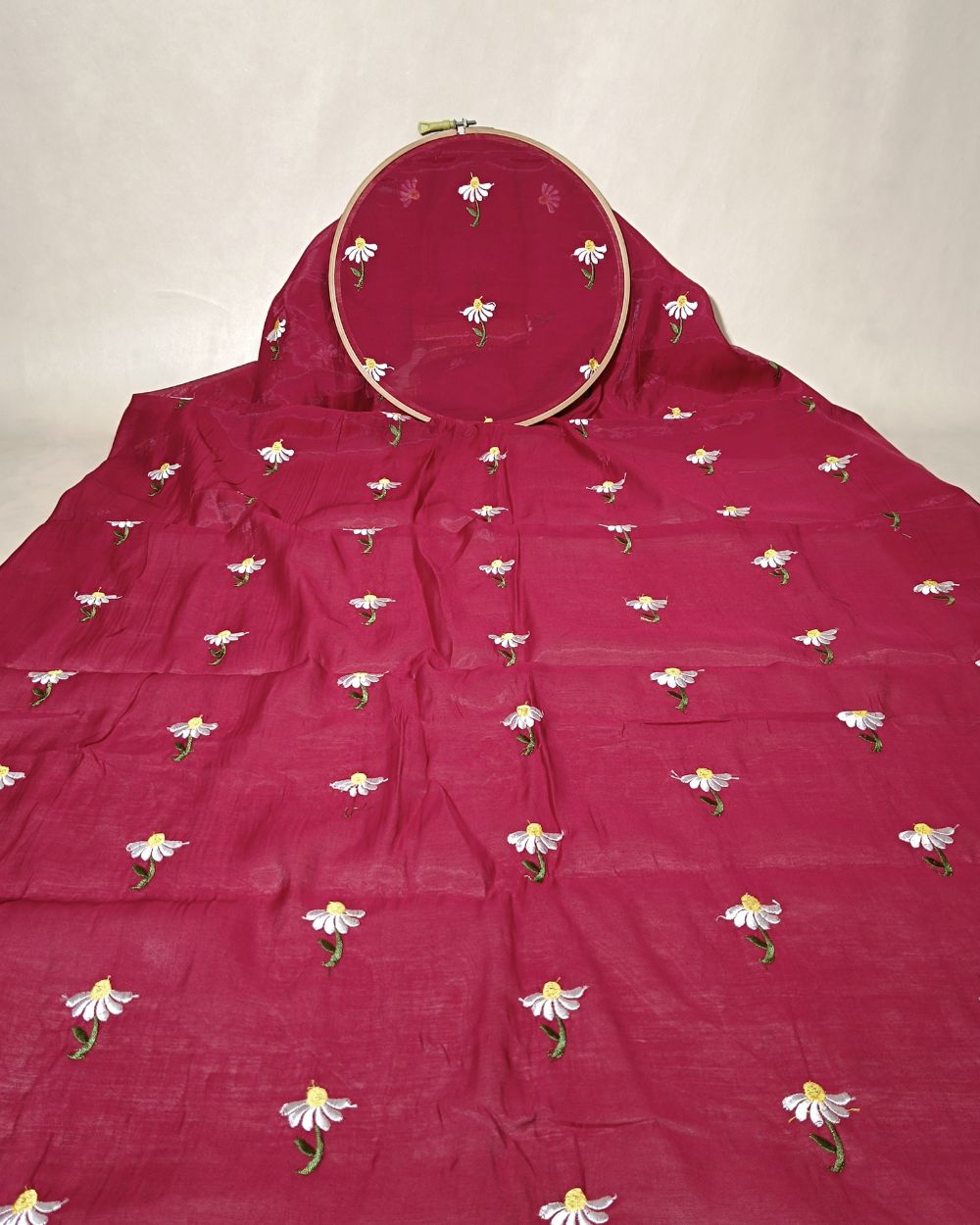 Chanderi Mal Cotton with Thread Work Maroon Colour 43 Inches Width
