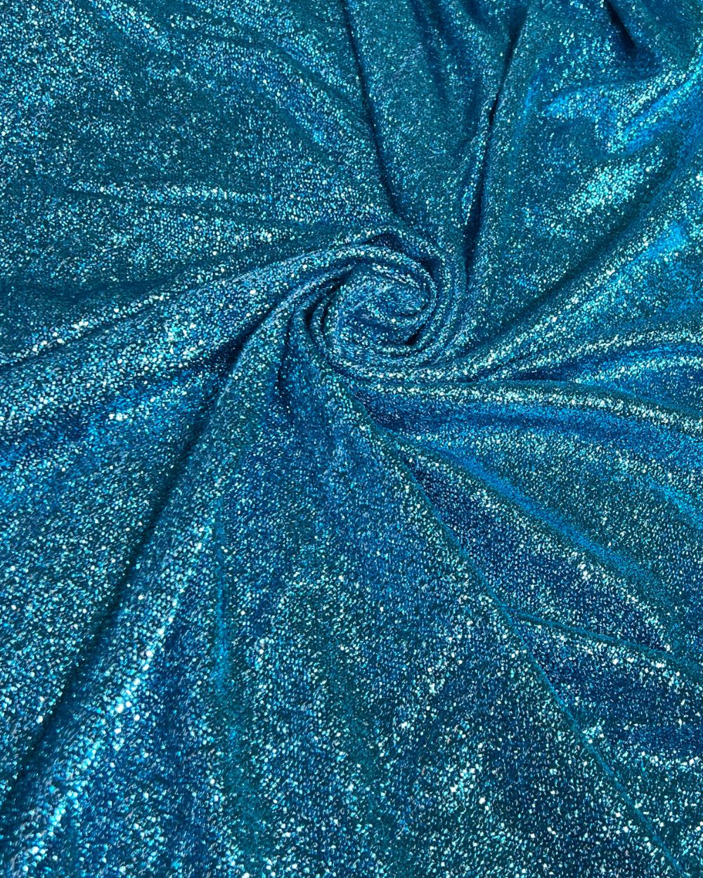 Imported Sparkling Tinsel Lurex Fabric Stretch Metalic Glitter Blue Colour 60 Inches Width
