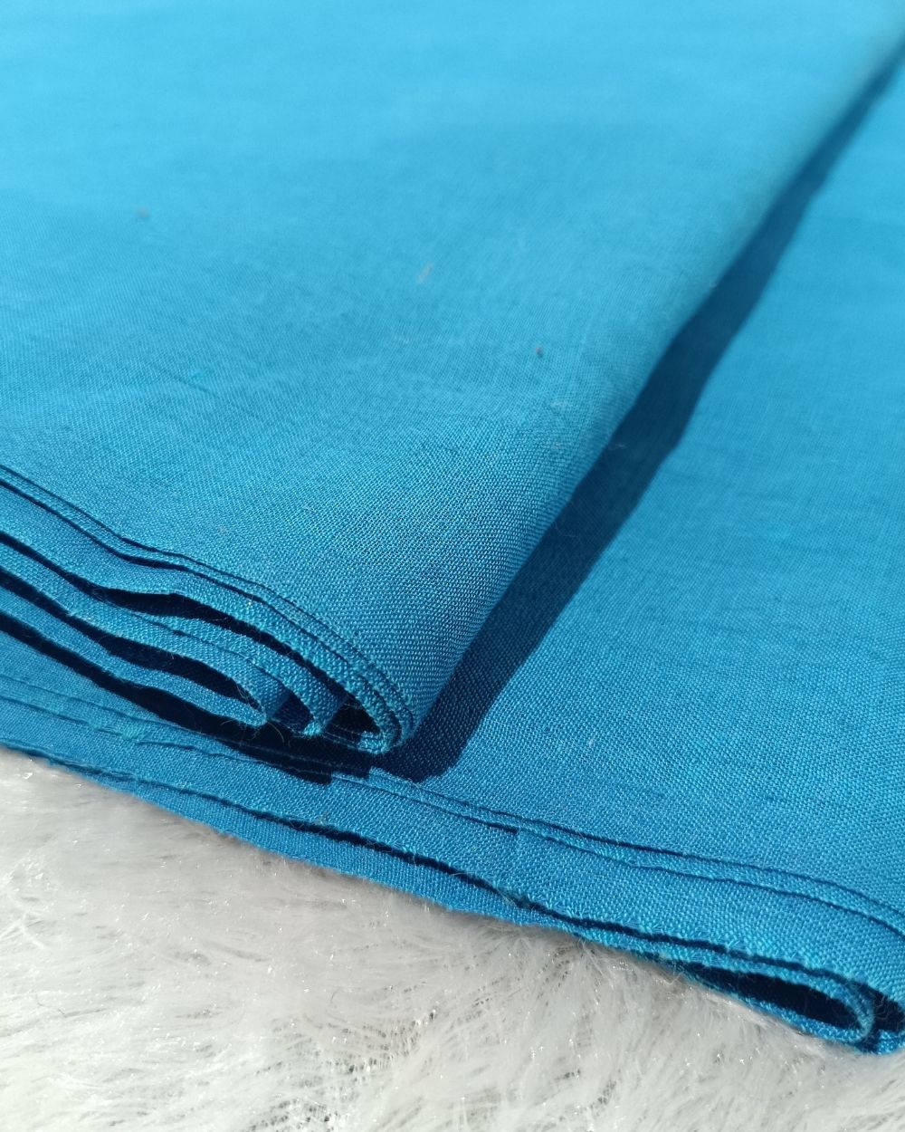 Plain Khadi Cotton Fabric Turquoise Blue Colour 45 Inches Width