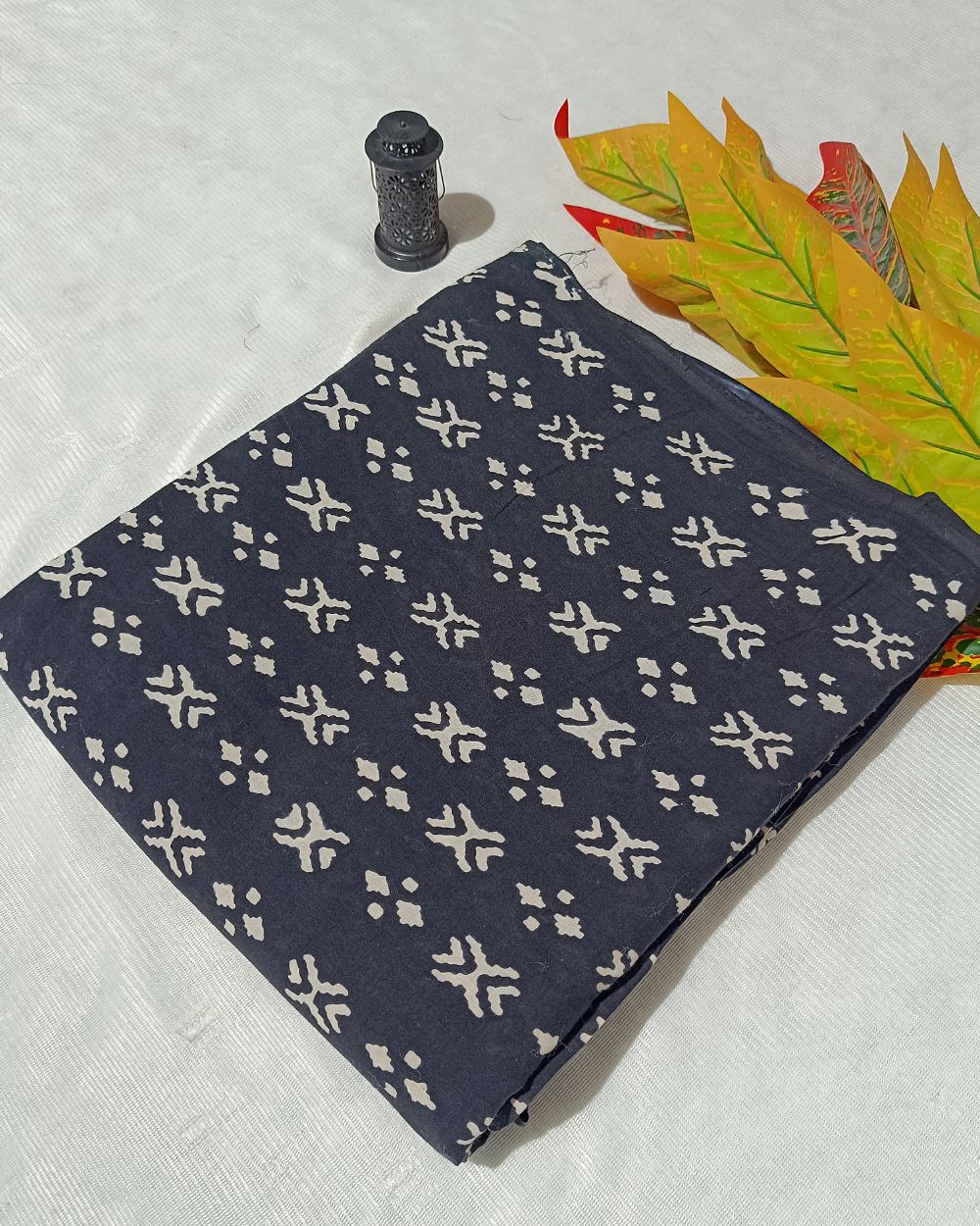 Hand Block Printed Cotton Monochrome Black Colour 42 Inches Width