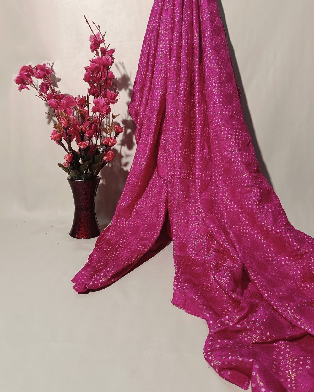 Jacquard Dola Silk Rani Pink Colour 44 Inches Width