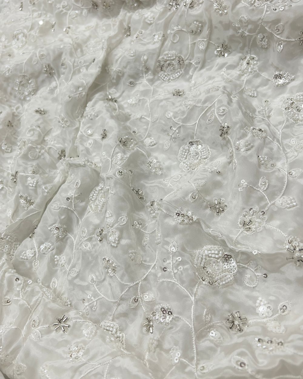 Dyeable Upada work White Colour 44 Inches Width